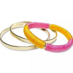 INC Gold-Tone 3-Pc. Set Classic & Thread-Wrapped Stretch Bangle Bracelets